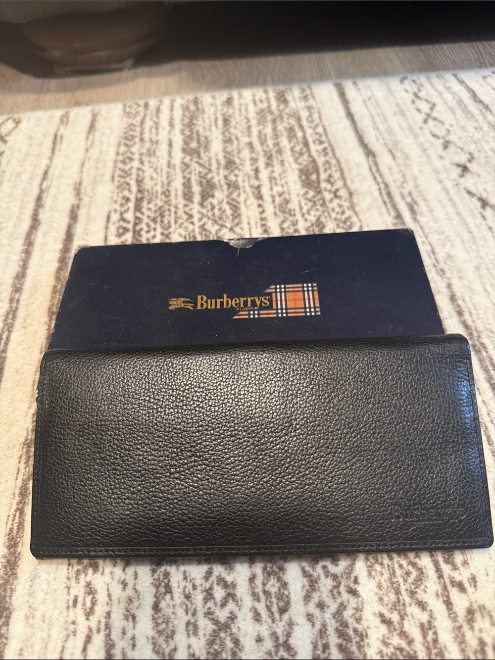 Burberry Black Pebbled Leather Slim Card & Key Wallet